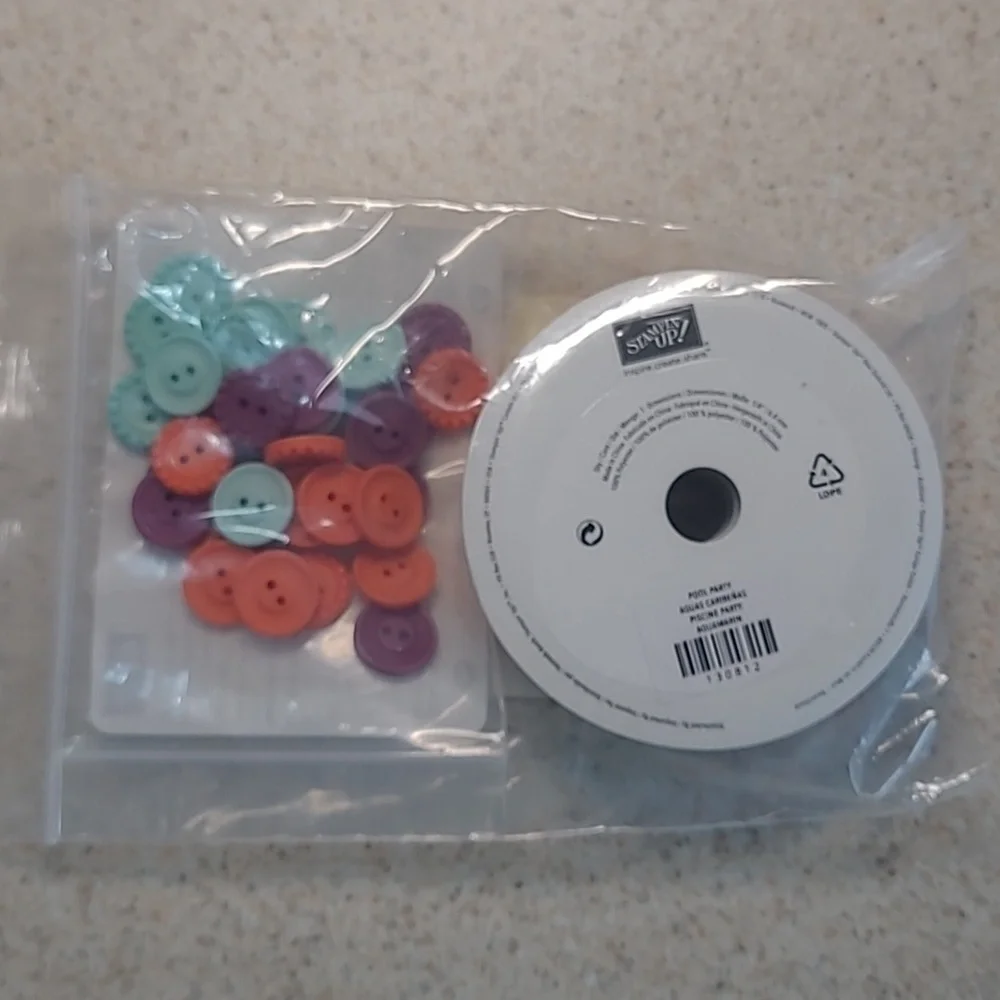 Stampin'Up! Sycamore Street Pack 3 Rolls Ribbon & 36 Buttons Retired 3 Colors